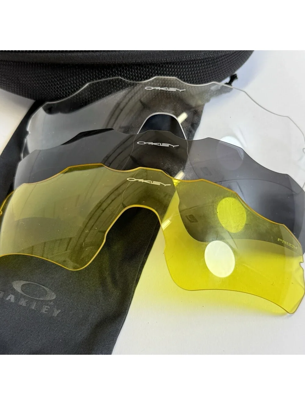 Lot of 3 OAKLEY Genuine Replacement Lenses Sunglasses WITH Case Logo Yellow